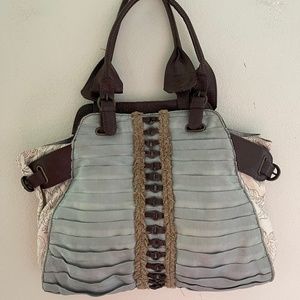 $178! Jasper & Jeera Silk, Leather & Canvas Tote Bag in Pristine Condition